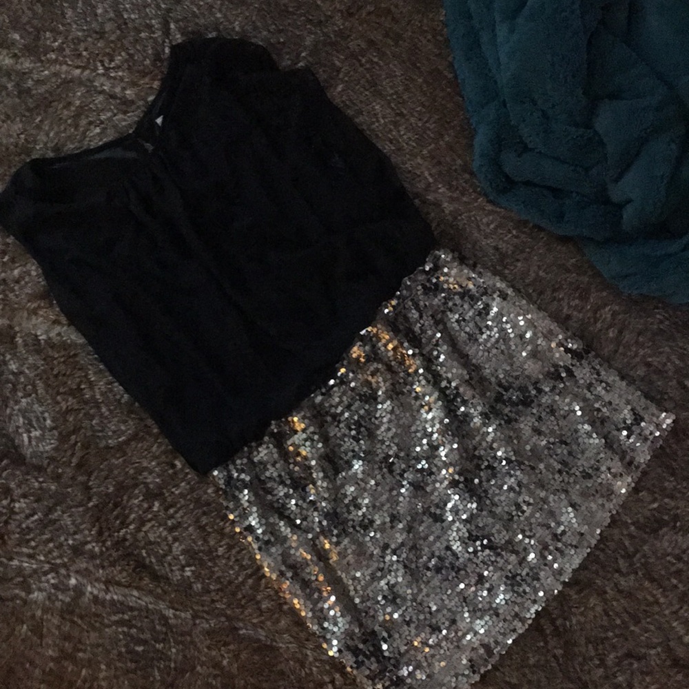 Sequin skirt sleeveless dress